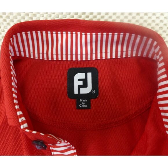 FootJoy Red PGA Professional Polo Shirt Short Sleeve 96% Polyester 4% Spandex Me - Picture 3 of 9